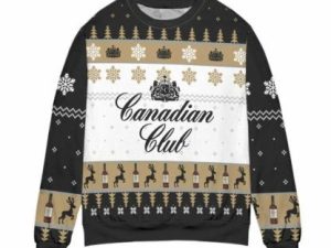 Canadian Club Whisky Snowflake Pattern Ugly Christmas Sweater - Image 1