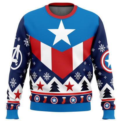 captain america ugly christmas sweater 1 Captain America Ugly Christmas Sweater - Image 1