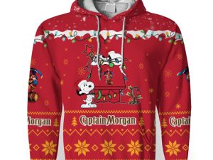 Captain Morgan American Merry Christmas, Snoopy House Cute Fan Gift-3D Unisex Hoodie - Image 1