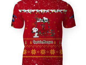 Captain Morgan American Merry Christmas, Snoopy House Cute Fan Gift-3D Unisex T-Shirt - Image 1