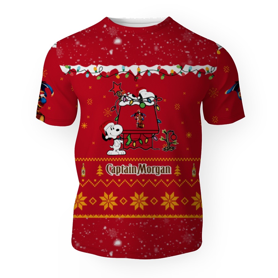 captain morgan american merry christmas snoopy house cute fan gift 3d unisex t shirt 1 Captain Morgan American Merry Christmas, Snoopy House Cute Fan Gift-3D Unisex T-Shirt - Image 1