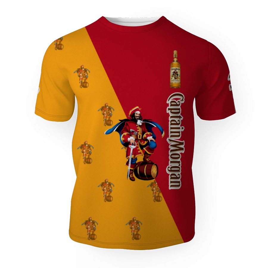 captain morgan and pattern logo 3d unisex t shirt 1 Captain Morgan And Pattern Logo-3D Unisex T-Shirt - Image 1