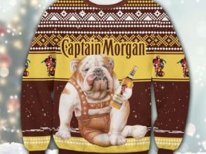 Captain Morgan Bulldog Ugly Christmas Sweater - Image 1