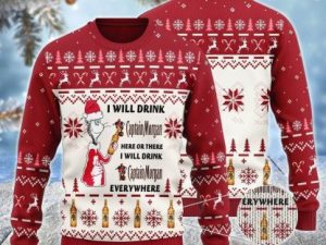 Captain Morgan Cat Hat Will Drink Everywhere Ugly Christmas Sweater - Image 1