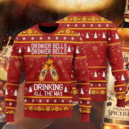 captain morgan drinker bells ugly christmas sweater 1 Captain Morgan Drinker Bells Ugly Christmas Sweater - Image 1