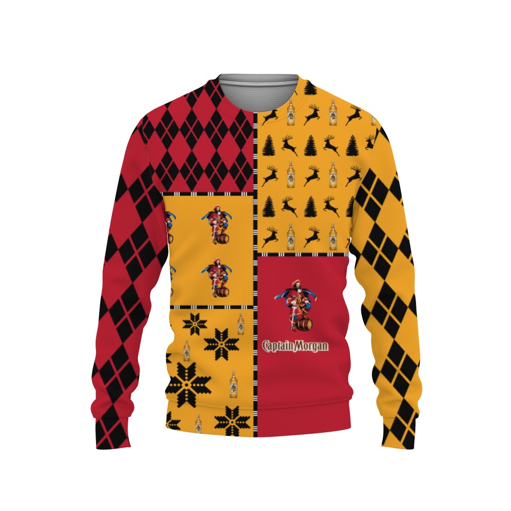 captain morgan merry christmas and 3d sweatshirt 1 Captain Morgan Merry Christmas And -3D Sweatshirt - Image 1