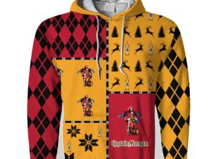 Captain Morgan Merry Christmas And -3D Unisex Hoodie - Image 1