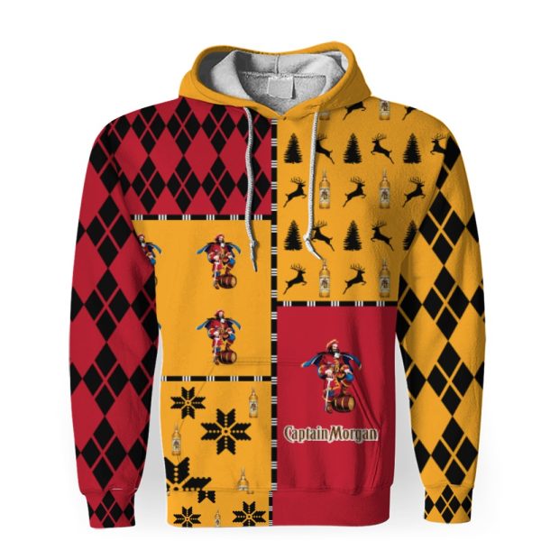 Captain Morgan Merry Christmas And -3D Unisex Hoodie - Image 1