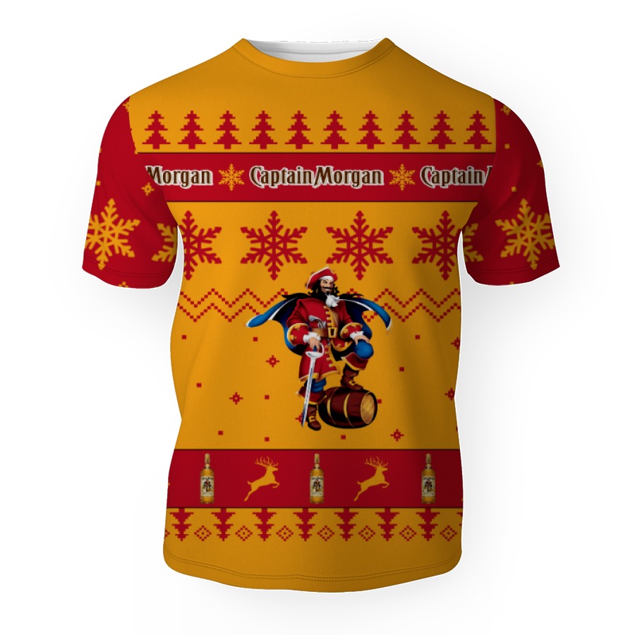 captain morgan merry christmas unisex gift fan 3d unisex t shirt 1 Captain Morgan Merry Christmas Unisex Gift Fan-3D Unisex T-Shirt - Image 1