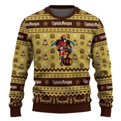 captain morgan snowing christmas ugly christmas sweater 2 Captain Morgan Snowing Christmas Ugly Christmas Sweater - Image 2