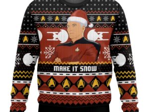 Captain Picard Give Me Some Snow Christmas Ugly Christmas Sweater - Image 1