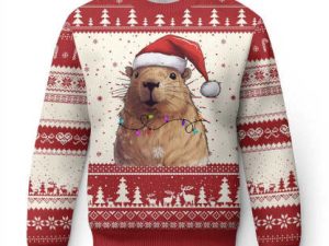 Capybara Christmas Ugly Christmas Sweater Funny Santa Capy Meme Xmas Vibe - Image 1
