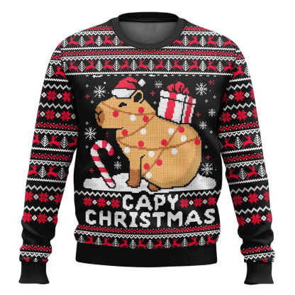 capybara ugly christmas sweater 1 Capybara Ugly Christmas Sweater - Image 1