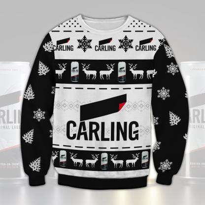 carling beer ugly christmas sweater 1 Carling Beer Ugly Christmas Sweater - Image 1