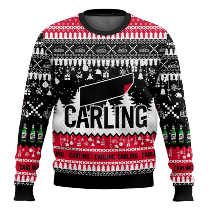 carling united kingdom beer ugly christmas sweater 1 Carling United Kingdom Beer Ugly Christmas Sweater - Image 1