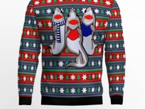 Carolling Sharks Ugly Christmas Sweater - Image 1