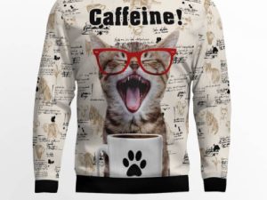 Cat Caffeine Ugly Christmas Sweater - Image 1