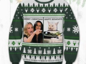 Cat Meme Christmas Ugly Christmas Sweater - Image 1