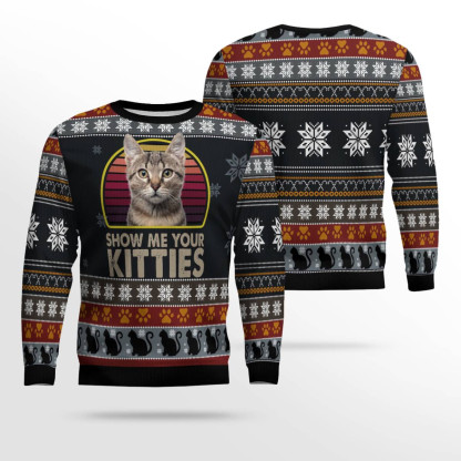 cat show me your kitties ugly christmas sweater holiday gift 2 Cat Show Me Your Kitties Ugly Christmas Sweater Holiday Gift - Image 2