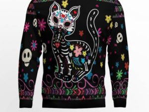 Cat Sugar Skull Ugly Christmas Sweater - Image 1