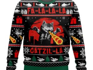 Catzila Ugly Christmas Sweater - Image 1