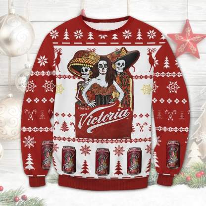 cerveza victoria mexican beer ugly christmas sweater 1 Cerveza Victoria Mexican Beer Ugly Christmas Sweater - Image 1