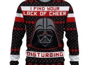 Cheer Darth Vader I Find Your Lack Of Cheer Disturbing Ugly Christmas Sweater - Image 1