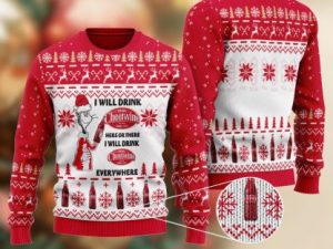 Cheerwine Cat Hat Will Drink Everywhere Ugly Christmas Sweater - Image 1