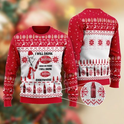cheerwine cat hat will drink everywhere ugly christmas sweater 1 Cheerwine Cat Hat Will Drink Everywhere Ugly Christmas Sweater - Image 1