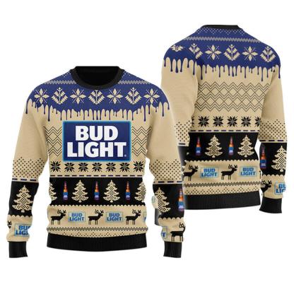 chevron pattern bud light christmas ugly christmas sweater 1 Chevron Pattern Bud Light Christmas Ugly Christmas Sweater - Image 1