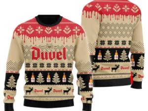 Chevron Pattern Duvel Beer Christmas Ugly Christmas Sweater - Image 1