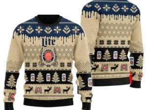 Chevron Pattern Miller Lite Christmas Ugly Christmas Sweater - Image 1