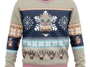 Chibi Christmas Inosuke Hashibira Slayer Ugly Christmas Sweater Holiday Gift - Image 1