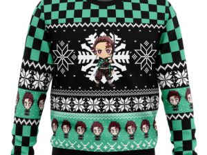 Chibi Christmas Tanjiro Kamado Slayer Ugly Christmas Sweater - Image 1