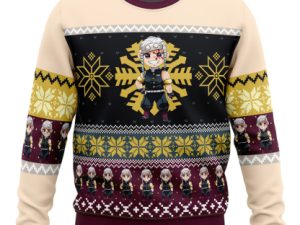 Chibi Christmas Tengen Uzui Slayer Ugly Christmas Sweater - Image 1