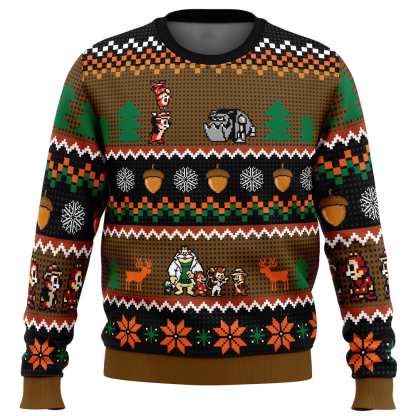 chip and dale christmas rangers ugly christmas sweater 1 Chip And Dale Christmas Rangers Ugly Christmas Sweater - Image 1
