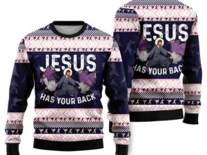 Christian Has Your Back Jiu Jitsu Ugly Christmas Sweater - Image 1
