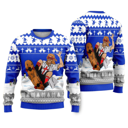 christian skateboarding ugly christmas sweater 1 Christian Skateboarding Ugly Christmas Sweater - Image 1