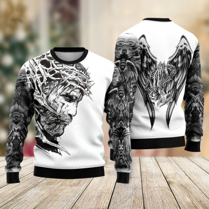 christian tattoo ugly christmas sweater 2 Christian Tattoo Ugly Christmas Sweater - Image 2