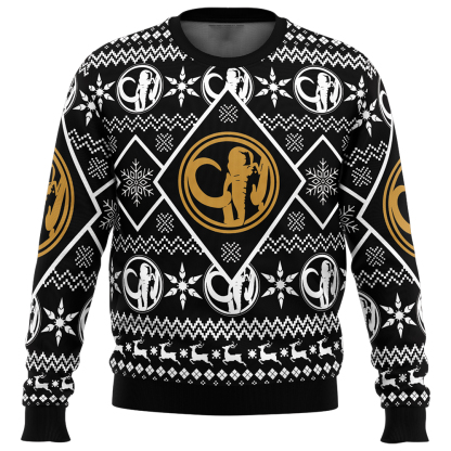 christmas black ranger power rangers ugly christmas sweater 1 Christmas Black Ranger Power Rangers Ugly Christmas Sweater - Image 1
