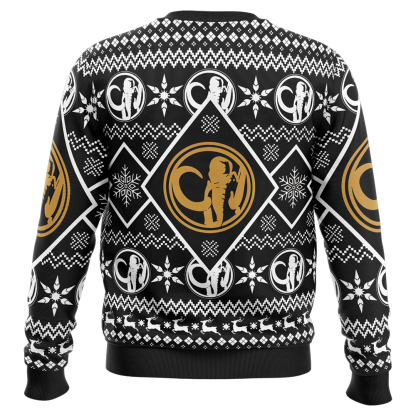 christmas black ranger power rangers ugly christmas sweater 2 Christmas Black Ranger Power Rangers Ugly Christmas Sweater - Image 2