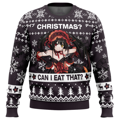 christmas can i eat that date a live ugly christmas sweater 1 Christmas Can I Eat That Date A Live Ugly Christmas Sweater - Image 1