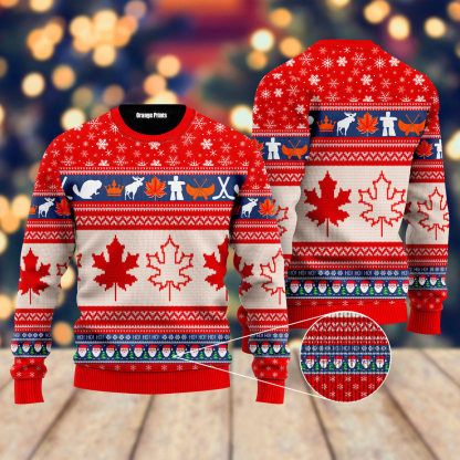 christmas canada maple leaf ugly christmas sweater 2 Christmas Canada Maple Leaf Ugly Christmas Sweater - Image 2