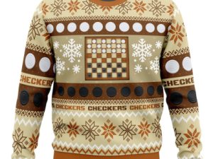 Christmas Checkers Board Games Ugly Christmas Sweater - Image 1