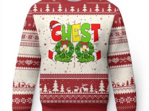 Christmas Couples Ugly Christmas Sweater Family Funny Chest Skeleton - Image 1