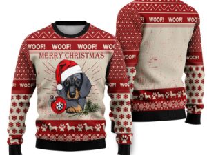 Christmas Dachshund Dog Ugly Christmas Sweater Holiday Gift - Image 1