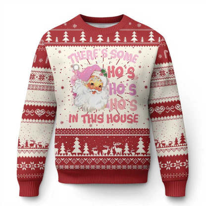 christmas pink santa ugly christmas sweater 1 Christmas Pink Santa Ugly Christmas Sweater - Image 1