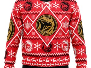 Christmas Red Ranger Power Rangers Ugly Christmas Sweater - Image 1