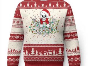 Christmas Skeleton Ugly Christmas Sweater Its Fine - Image 1