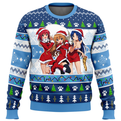 christmas taiga minori and ami toradora ugly christmas sweater 1 Christmas Taiga Minori And Ami Toradora Ugly Christmas Sweater - Image 1